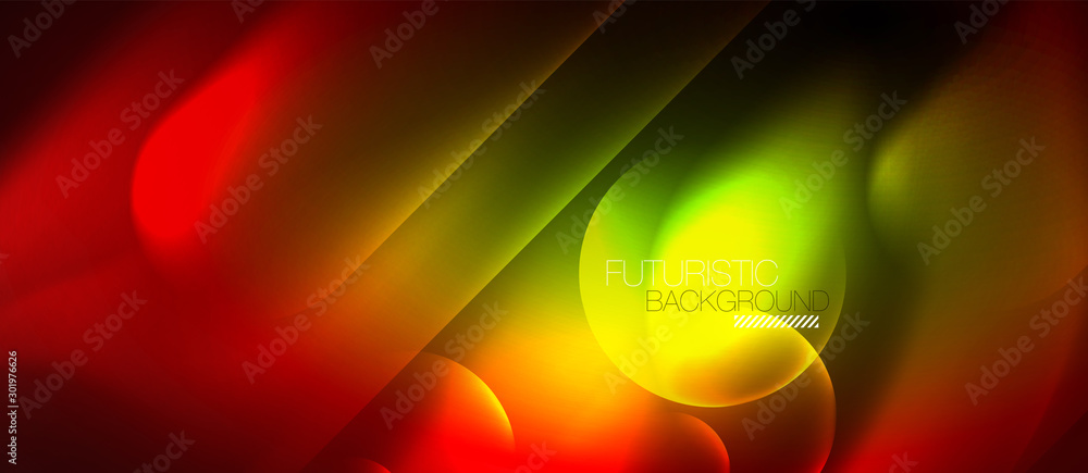 Neon glowing techno lines, blue hi-tech futuristic abstract background template Neon glowing techno lines, blue hi-tech futuristic abstract background template