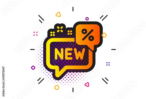 Sale shopping sign. Halftone circles pattern. New discount icon. Clearance symbol. Classic flat new icon. Vector