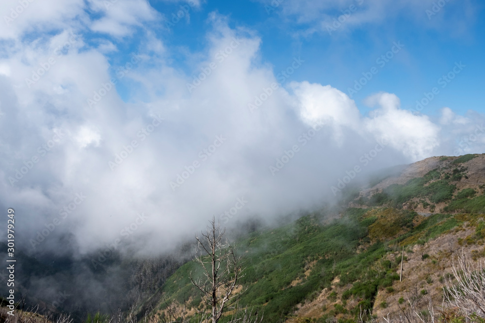 Mountains near Levada Do Risco, PR6, from Rabacal Madeira, Portugal, Europe