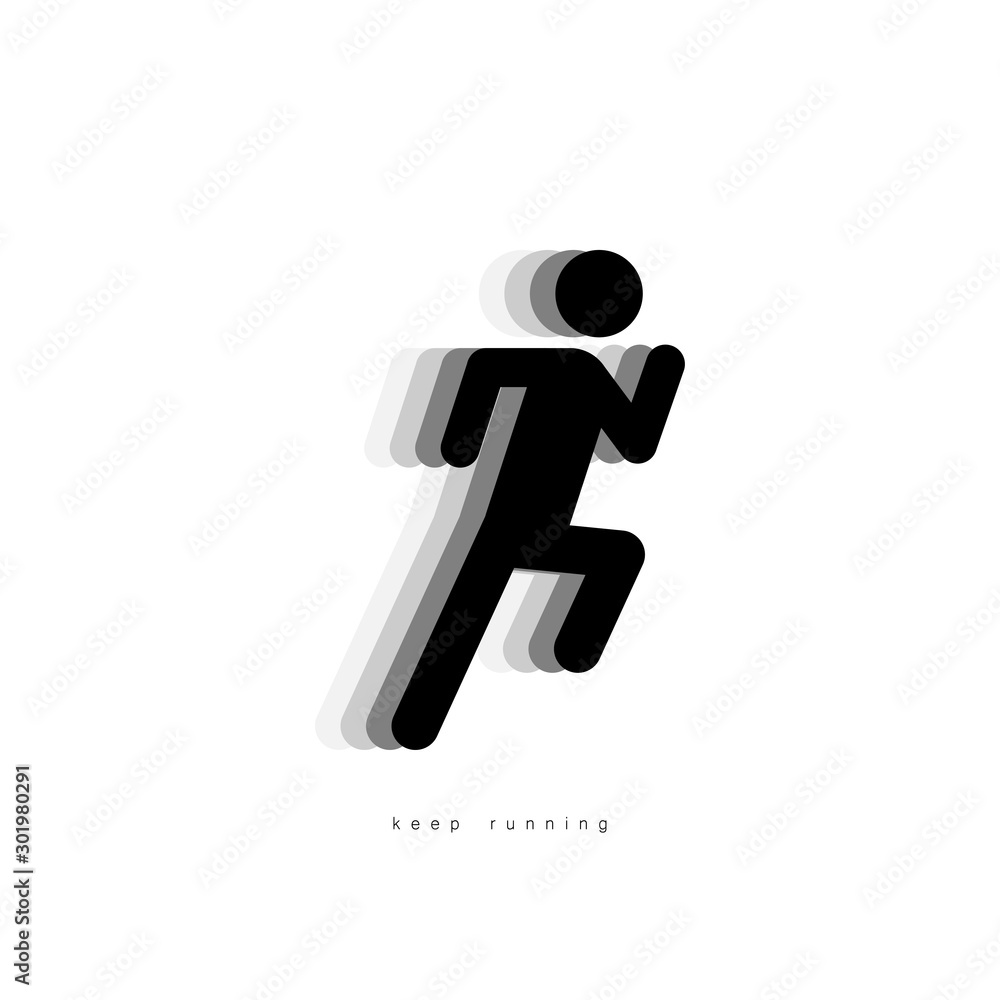 Running man icon. People running vector icon with shadow. Concept Keep Running, isolated on white background in modern simple flat style for web design. Man icon. Vector Running man icon. People running vector icon with shadow. Concept Keep Running, isolated on white background in modern simple flat style for web design. Man icon. Vector