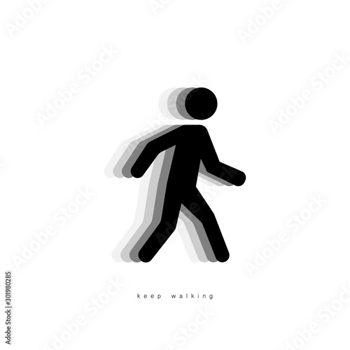 Walking man icon. People walking vector icon with shadow. Concept Keep Walking, isolated on white background in modern simple flat style for web design. Man icon. Vector