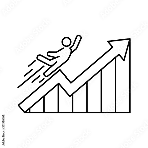 Concept of economy, inflation and financial growth. Outline thin line flat illustration. Isolated on white background. 
