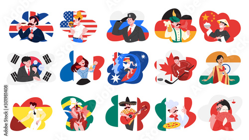 Set of vector illustration of people from different countries