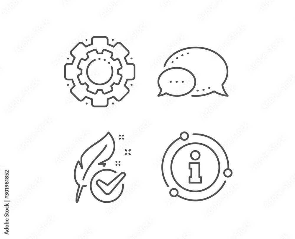 Hypoallergenic tested line icon. Chat bubble, info sign elements. Feather sign. No synthetic symbol. Linear hypoallergenic tested outline icon. Information bubble. Vector