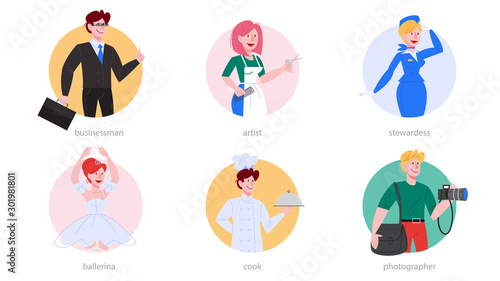 Profession set. Collection of occupation, male and female worker in the uniform