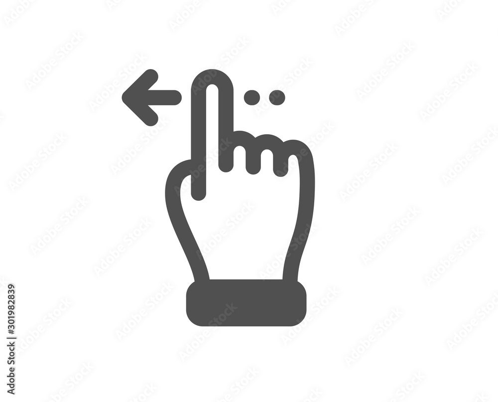 Slide left arrow sign. Touchscreen gesture icon. Swipe action symbol. Classic flat style. Simple touchscreen gesture icon. Vector Slide left arrow sign. Touchscreen gesture icon. Swipe action symbol. Classic flat style. Simple touchscreen gesture icon. Vector