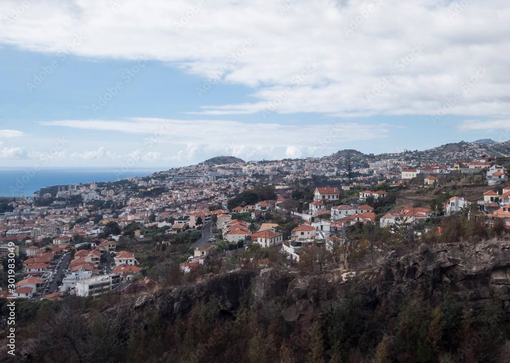 View from cable car Funchal town, Madeira, Portugal, Europe