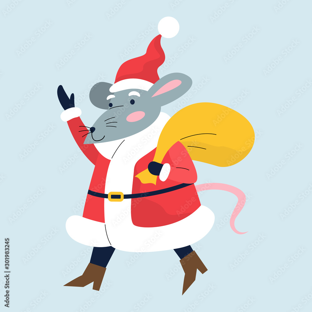 Fototapeta premium Cute Christmas rat