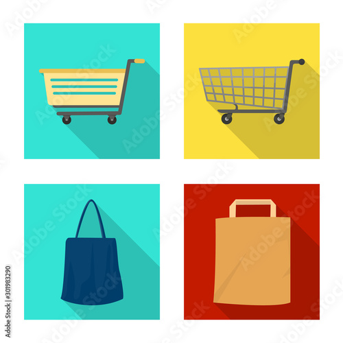 Isolated object of pushcart and cart sign. Collection of pushcart and market stock vector illustration.