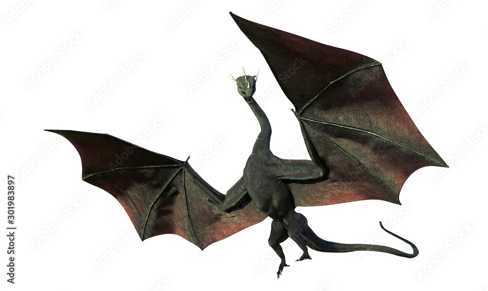 Fototapeta premium dragon, magical creature isolated on white background 