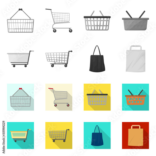 Vector illustration of pushcart and cart logo. Collection of pushcart and market stock vector illustration.