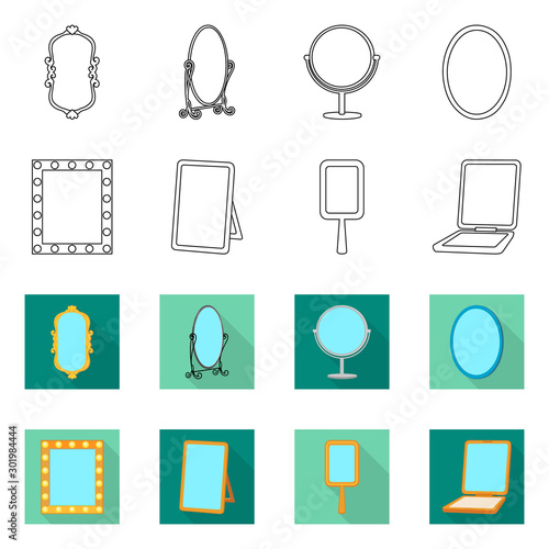 Vector illustration of reflect and piece logo. Set of reflect and furniture vector icon for stock.