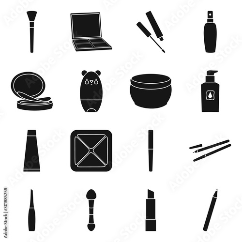 Vector illustration of cosmetology and makeup sign. Set of cosmetology and product stock symbol for web.