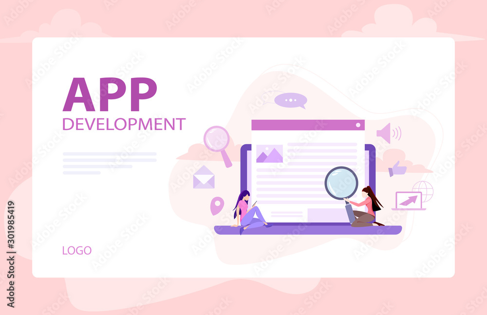 Fototapeta premium Set of website development banner. Web page programming