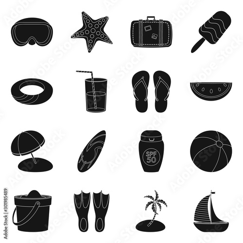 Isolated object of equipment and swimming icon. Set of equipment and activity stock symbol for web.