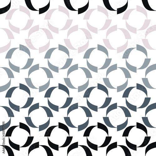 Bright monochrome pattern with circular elements on a white background.