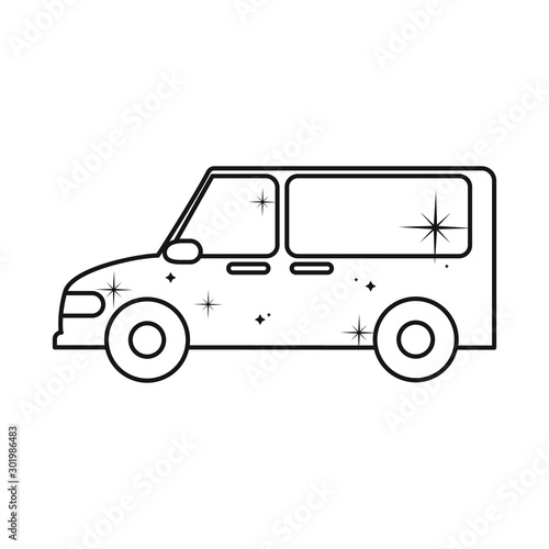 Vector illustration of car and vehicle icon. Collection of car and road stock symbol for web.