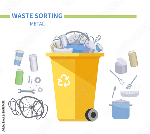 Metal waste recycling - modern flat design style illustration