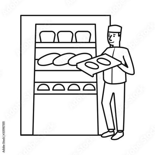 Vector design of oven and confectioner icon. Set of oven and bread stock symbol for web.