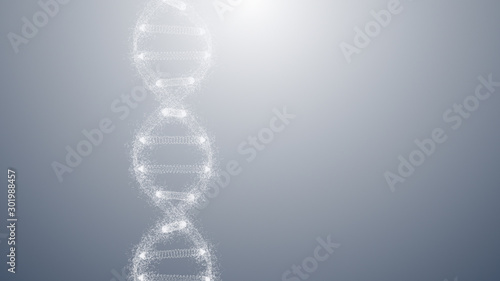 Dna shape made of small white particles