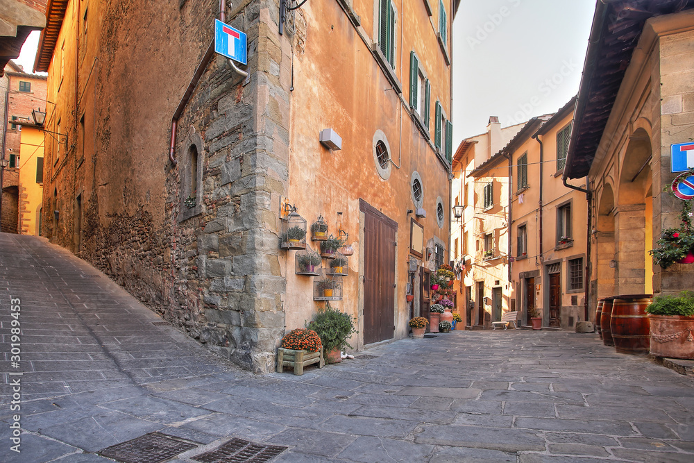 Beautiful Italian street of  small old provincial town