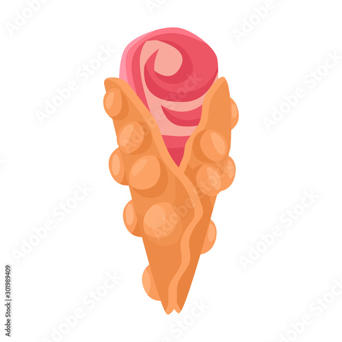Waffle with bubble vector icon.Cartoon vector icon isolated on white background waffle with bubble.