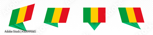 Flag of Mali in modern abstract design, flag set.