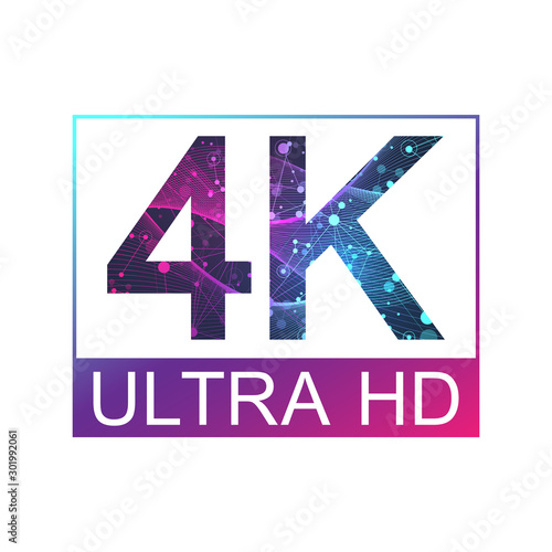 4K Ultra HD badge vector icon. Abstract gradient background style 4K UHD TV symbol