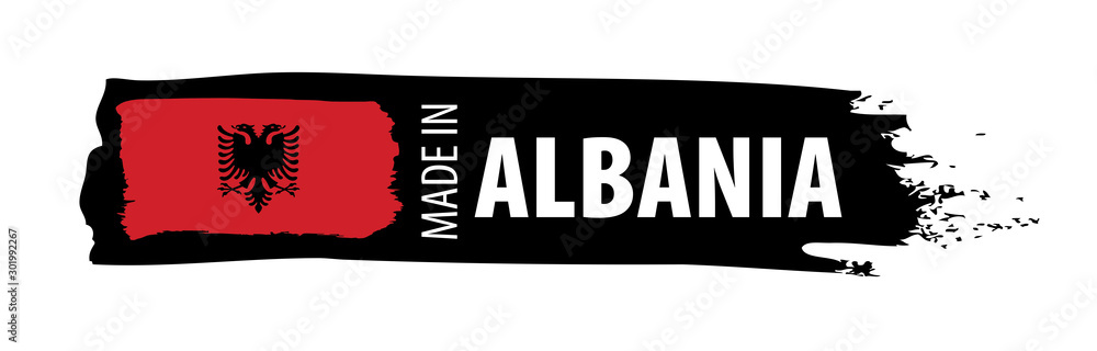 Albania flag, vector illustration on a white background Albania flag, vector illustration on a white background