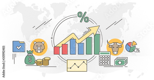 Stock market outline concept data analysis vector illustration