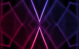 Dark abstract background. Neon blurred futuristic lines. Ultraviolet light waves, rays