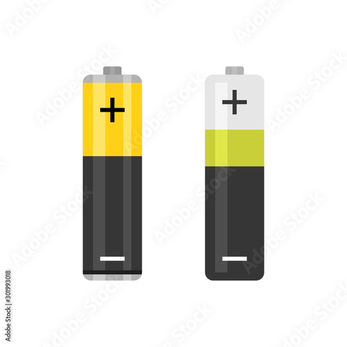 Alkaline AA battery flat colorful vector isolated illustration. Realistic battery on white background