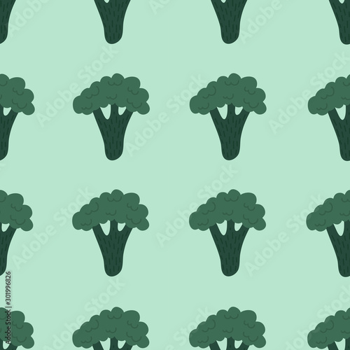 Broccoli seamless pattern. Hand drawn vegetable pattern.