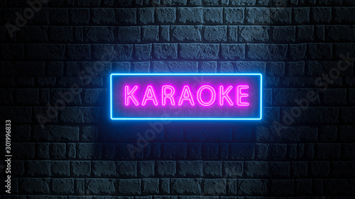 Nightclub, music bar, karaoke live advertising neon signboard. 3d render in neon street style