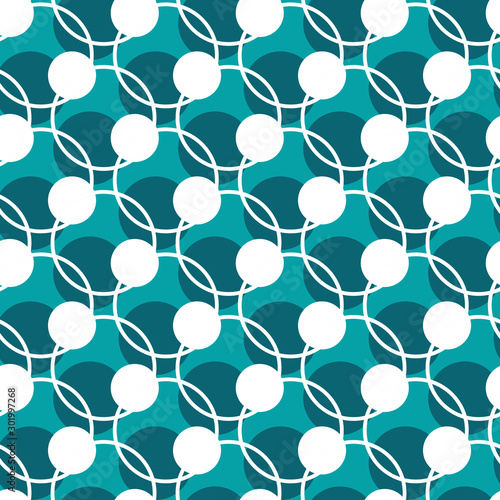 Seamless polka dot pattern. Grid with round cells, Vector background White and Blue