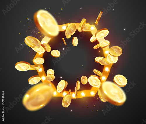 Vector illustration of the gold coins blast