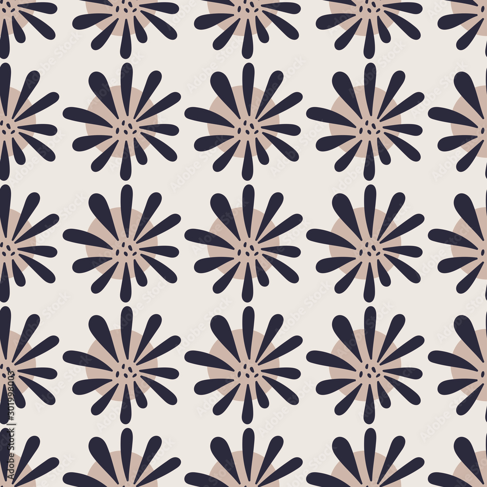 Seamless background. Simple flat floral motif . . Vector outlines and silhouettes Seamless background. Simple flat floral motif . . Vector outlines and silhouettes