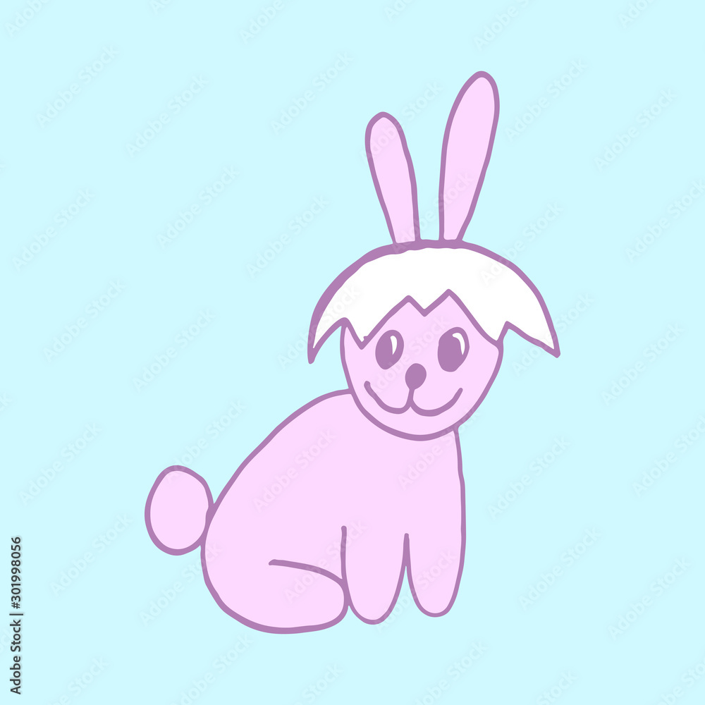 Cute easter icon and animal pet collection, with easter eggs in nest, rabbit and lettering. Hand drawn vector illustration. Cute easter icon and animal pet collection, with easter eggs in nest, rabbit and lettering. Hand drawn vector illustration.