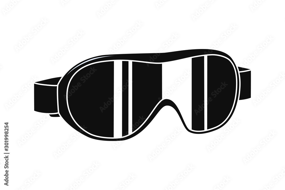 Ski goggles silhouette isolated on white background Ski goggles silhouette isolated on white background