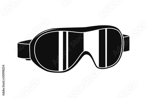 Ski goggles silhouette isolated on white background