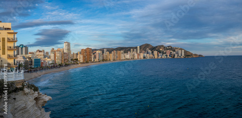 Beach of Benidorm city during sunset in Spain © Jarmo V