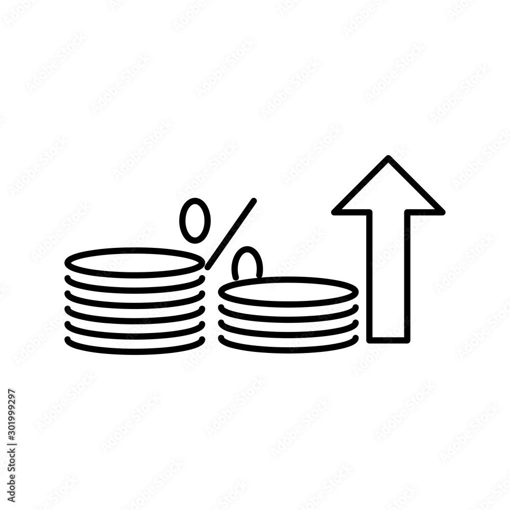 Concept of economy, inflation and financial growth. Outline thin line flat illustration. Isolated on white background. 