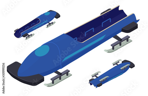 Bobsleigh icons set. Isometric set of bobsleigh vector icons for web design isolated on white background