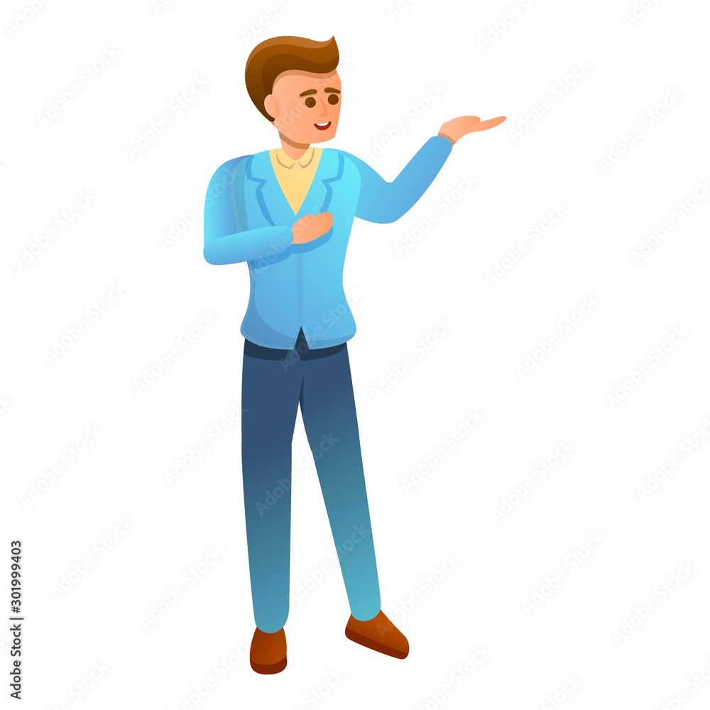 Boy make excursion icon. Cartoon of boy make excursion vector icon for web design isolated on white background Boy make excursion icon. Cartoon of boy make excursion vector icon for web design isolated on white background