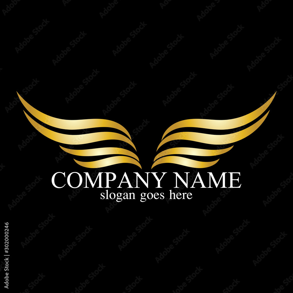 wings gold logo vector illustration template-vector Stock Vector ...