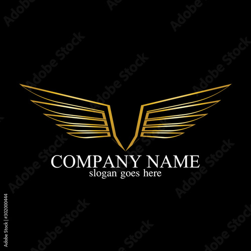 wings gold logo vector illustration template-vector