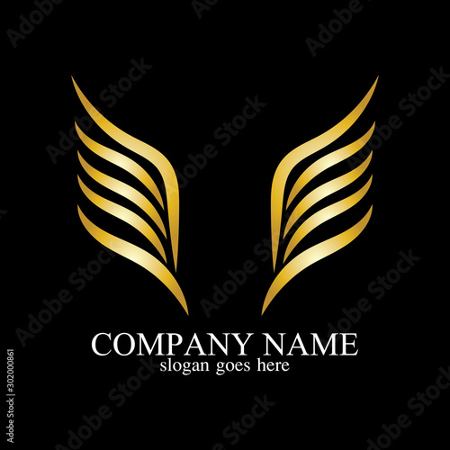 wings gold logo vector illustration template-vector