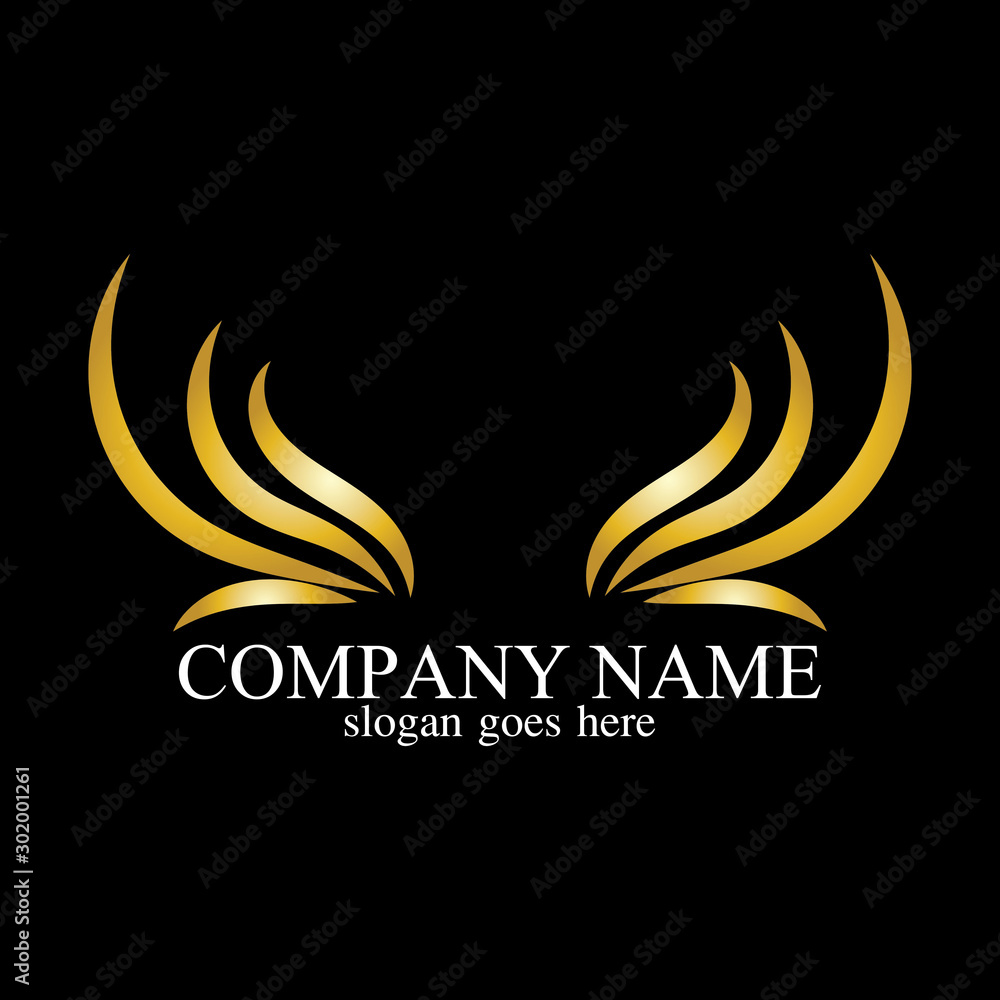 wings gold logo vector illustration template-vector wings gold logo vector illustration template-vector