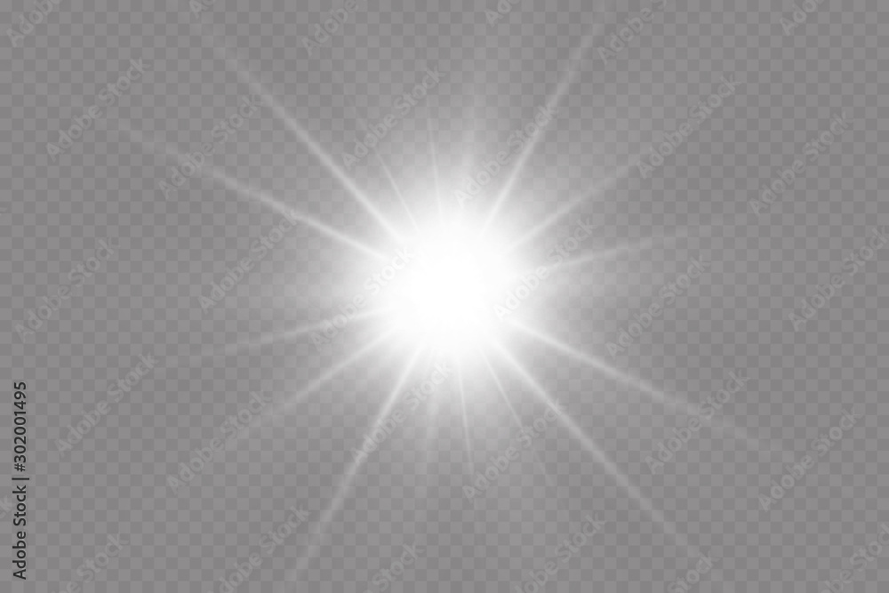 White glowing light explodes on a transparent background. with ray. Transparent shining sun, bright flash. Special lens flare light effect. White glowing light explodes on a transparent background. with ray. Transparent shining sun, bright flash. Special lens flare light effect.