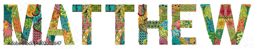 Fotografie Male name MATTHEW. Vector decorative zentangle object